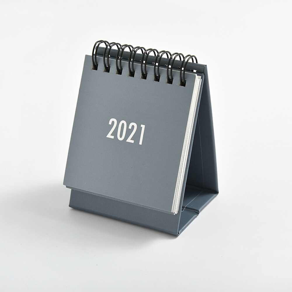 Jaar Mini Desktop Tafel Kalender Creatieve Bureau Coil Notepad Plan Schema Kraftpapier Kalender School Kantoorbenodigdheden: Grey