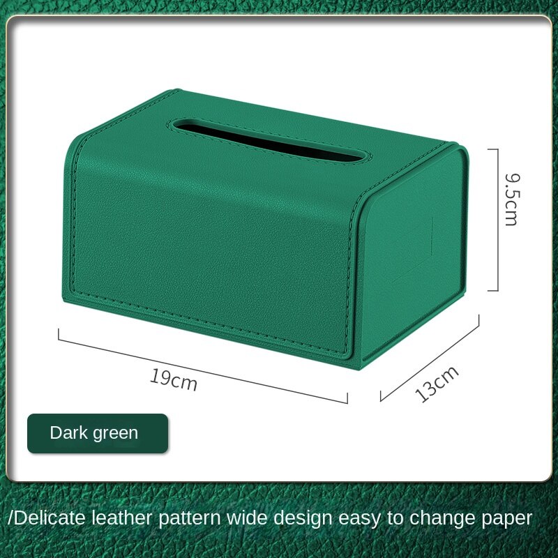 Leather Pattern Tissue Box Dining Table High-Grade Tissue Storage Box Living Room Simple Tissue Box Paper Extraction: Dark green
