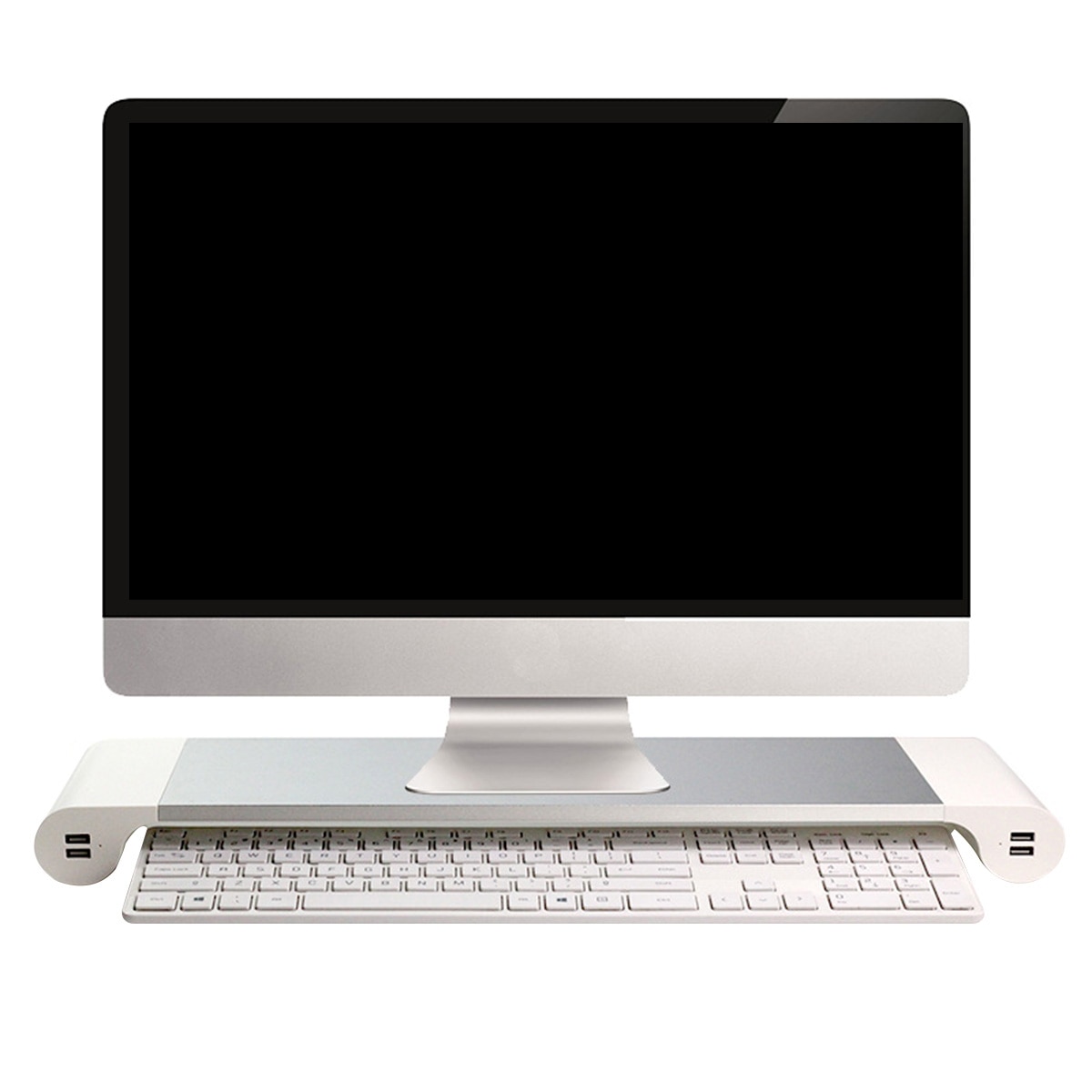 Aluminium Monitor Stand Voor Computer Laptop Ruimte Bar 4 Usb-poorten Notebook Antislip Riser Monitor Dock Base beugel Houder