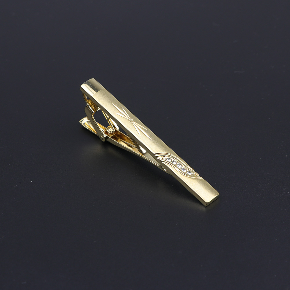 Slips klip klassisk trendy mænd guld krystal juvel metal mandlig business banket bar slips clips lås tilbehør: 15