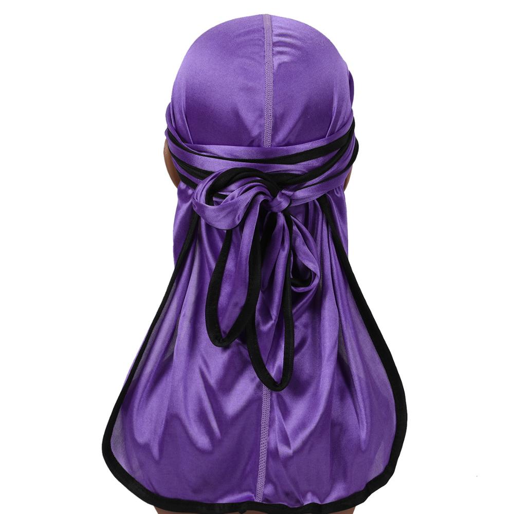 Men's Durag Satin Doo rag Solid Color Bandana Silky Turban: Purple