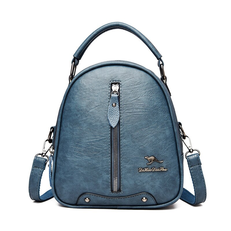 Multifunktionale lederrucksäcke für damen, reiserucksäcke, mini-schultaschen für teenager-mädchen, damentaschen: Blau