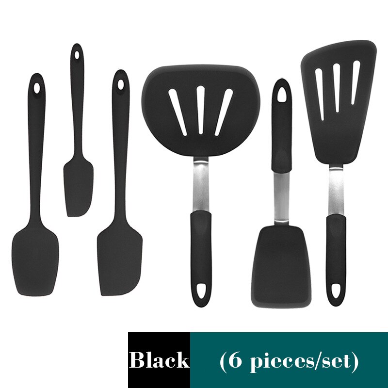 Ustensiles de cuisine en Silicone 6/7/10 | Ustensiles de cuisine résistants à la chaleur, ustensiles de cuisine, ustensiles de cuisine, Gadgets de cuisine, spatule cuillère à soupe: black 6PC