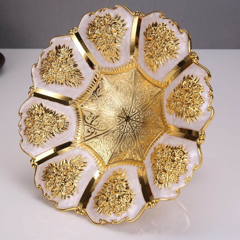 IMUWEN Luxury Fruit Plate Snack Tray Home Nut Bowl Desktop Organizer Decoration Storage Gold And Silver Ornaments