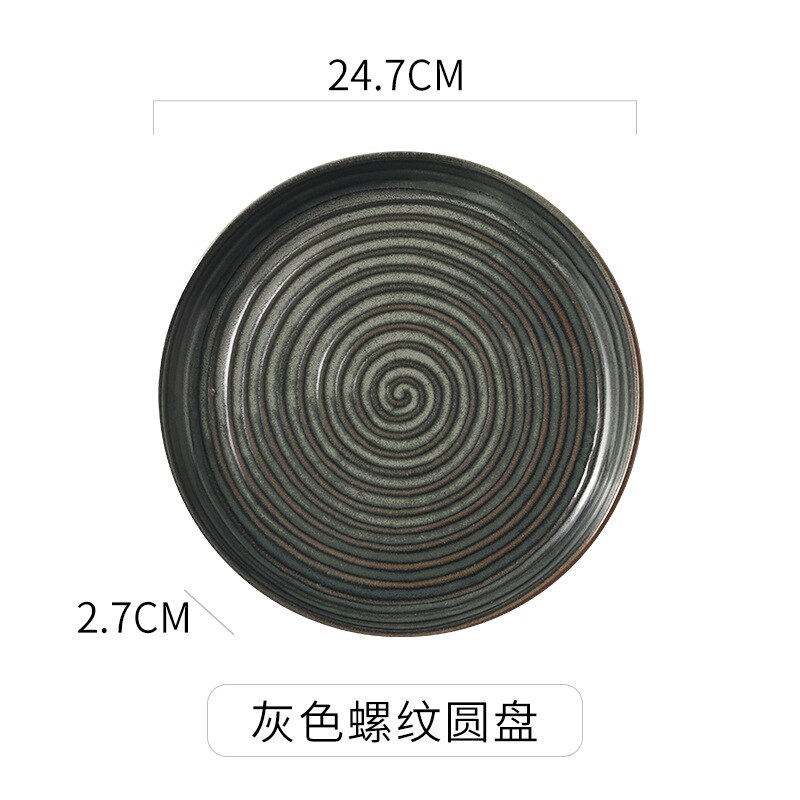 Japanse Retro Schotel Keramische Steak Plaat Creatieve Ronde Diepe Rivierkreeft Grote Platte Ceramica Westerse Gerechten Platen Servies: Gray