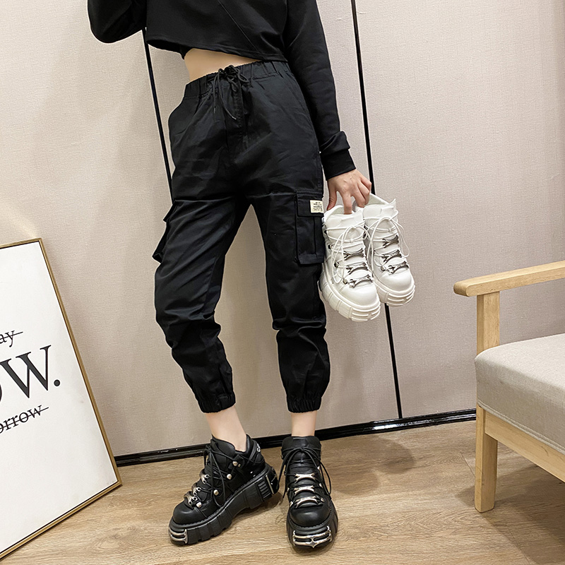 Punk Gothic Style Metal Decor Platform Women Sneakers Round Toe Lace Up Creepers Casual Female Shoes Rock Demonia Boots