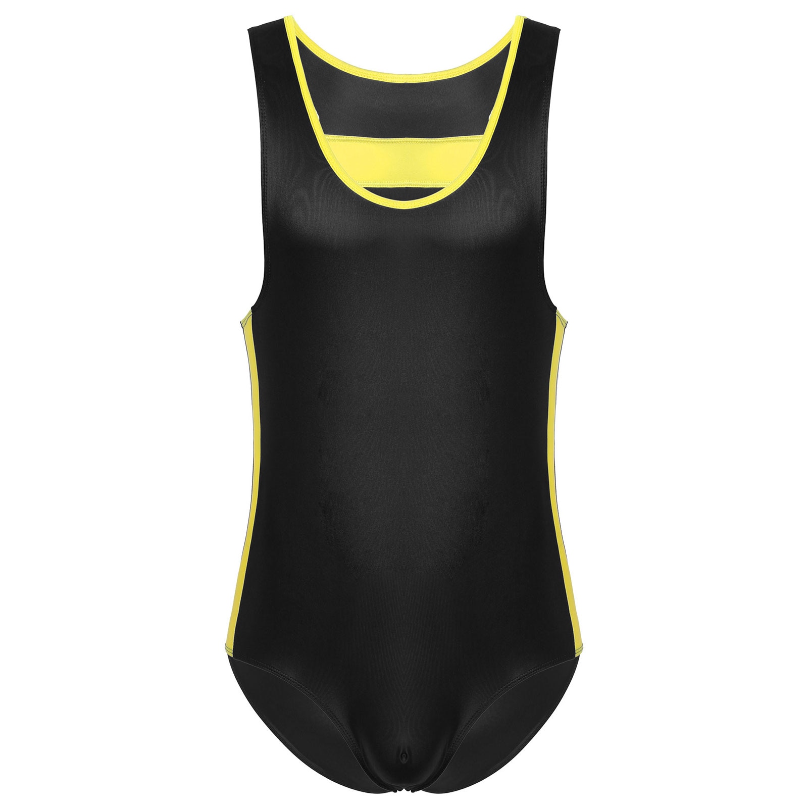 Mens Ballroom Competition Dancewear Sleeveless Bodysuit Stretchy Jockstraps Leather Patchwork Gymnastic Leotard Dance Costumes