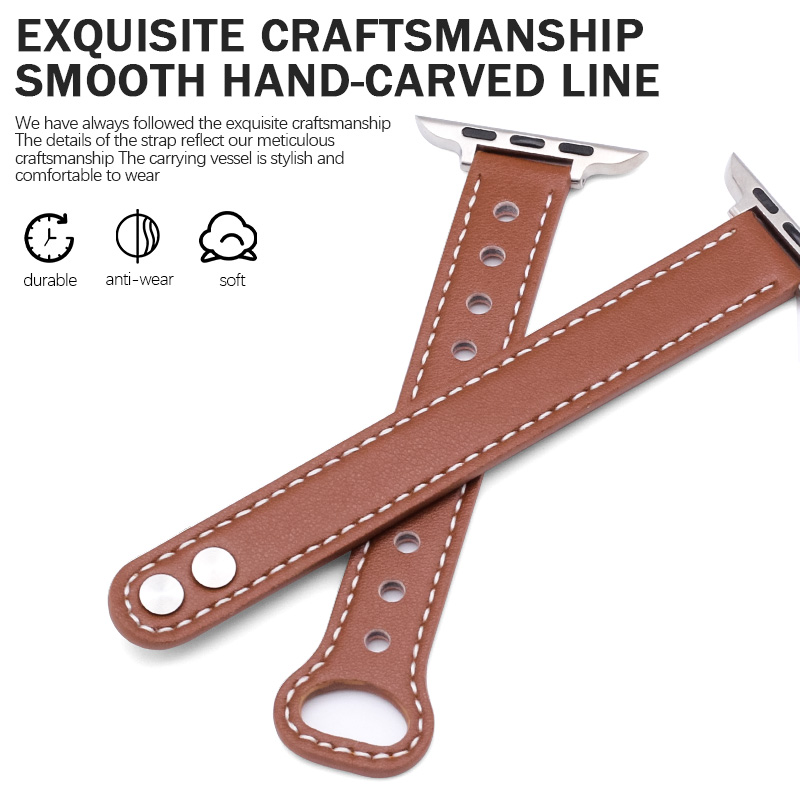 Læderurrem til apple watch series 8 7 6 5 4 3 se 38mm 40mm 41mm 42mm 44mm 45mm til iwatch ultra 49mm udskiftning af håndledsrem