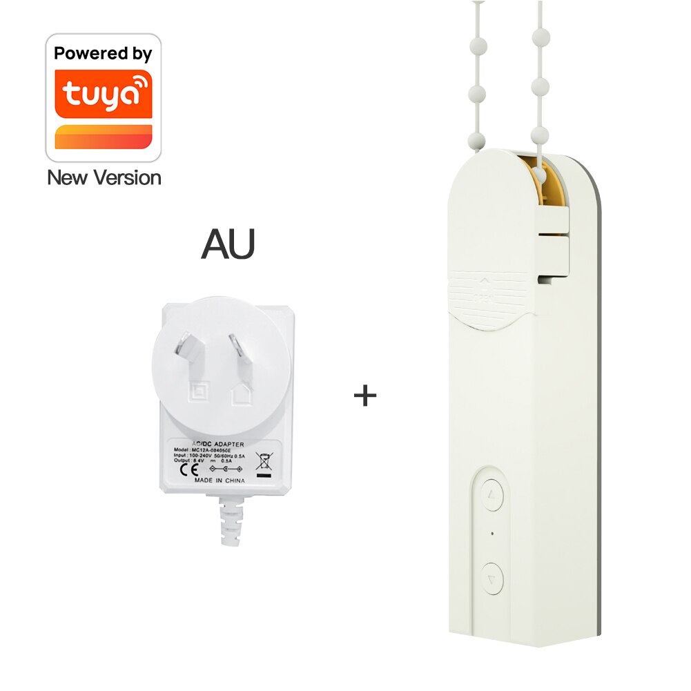 MoesHouse DIY Smart Roller Blinds Drive Motor Motorized Chain Powered By Charger Build-in Bluetooth APP Remote Control.: TUYA with AU Adapate
