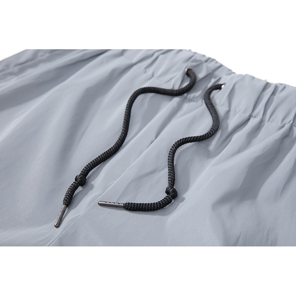 Autumn Men flash reflective jogger Long Pants Drawstring Elastic gray solid streetwear trousers 15