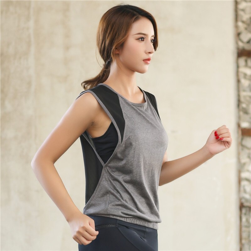 Mesh Breathable Yoga Tops Women Loose Running Tshirt Sporty Loose