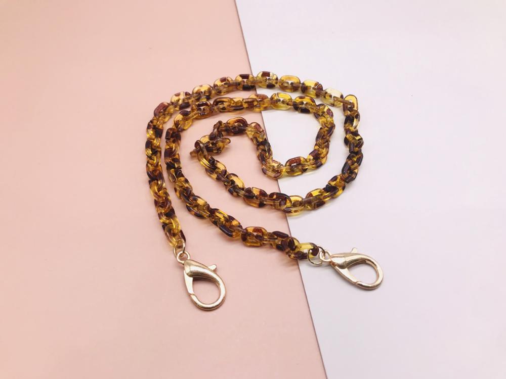 Flerfarvet leopard akryl anti-tab maske lanyard halskæde harpiks maske kædeholder tilbehør: 2 50cm