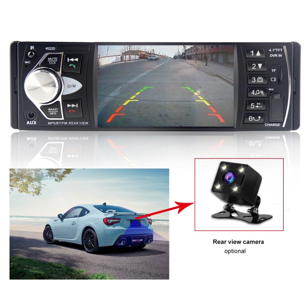 Auto audio speler autoradio bluetooth autoradio tuner 1 DIN met HD Digital Screen FM MP3 MP4 Speler Reverse Afbeelding SD USB Charger