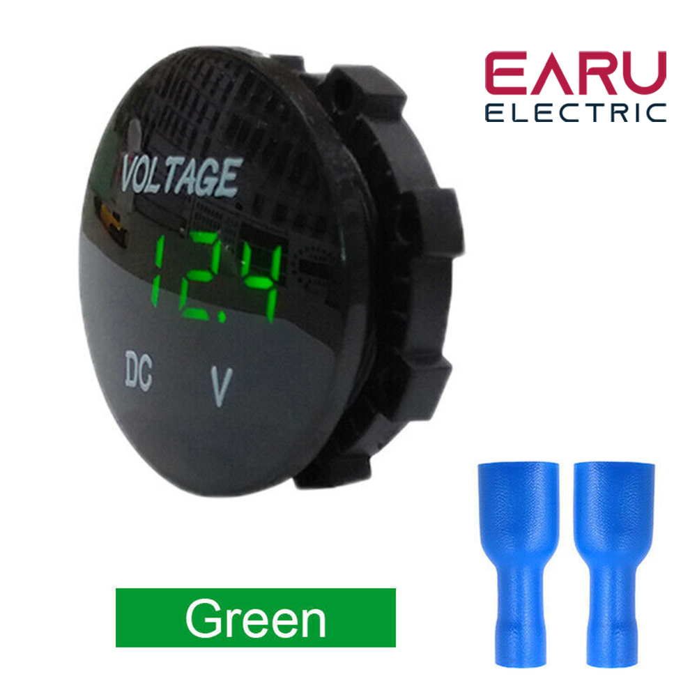 DC 5V-48V LED Mini Runde Wasserdichte Motorboot Motorrad Tafel Digital Voltmeter Tester Monitor Anzeige Voltmeter: Gold