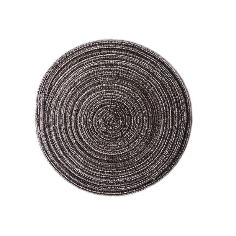 Onderlegger ronde tafel ramie isolatiemat effen placemats linnen antislip tafelmat keukenaccessoires decoratie onderzetter: Grijs 18cm