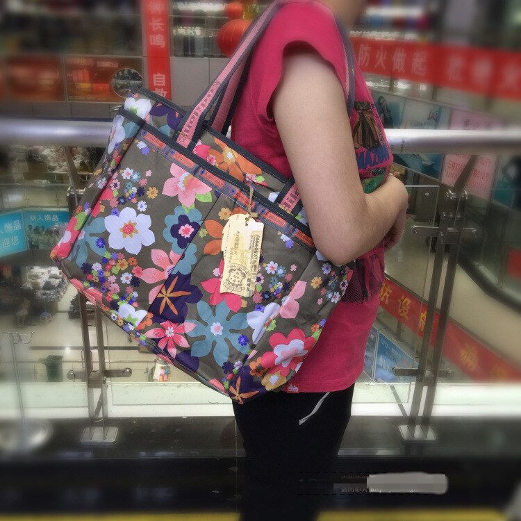 Fiore stampato Pieghevole Borsa Da Viaggio impermeabile Dei Bagagli del Duffle Sacchetto di Casual Borsoni Grande Week-End Viaggio Turistico Borsa: Grigio scuro