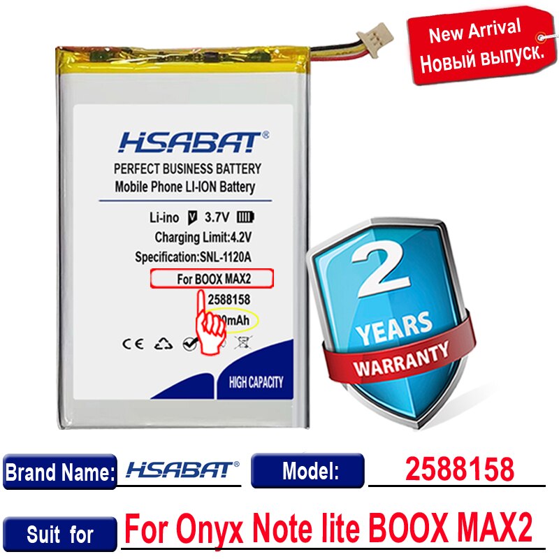 HSABAT – batterie 6800mAh, pour Onyx Note lite, BOOX MAX2 2588158, e-book, NOTE 2, Note 3/ M96C, M96 plus