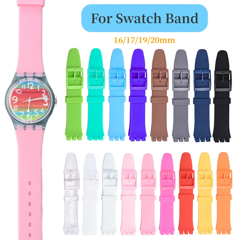 Correas de reloj de resina para hombre, accesorios, pulsera deportiva de goma resistente al agua, correa de silicona de 16, 17, 19, 20mm para Swatch GW164 GB274