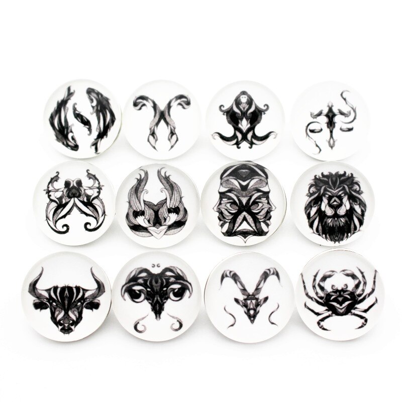 12 stuks/partij glas 12 sterrenbeeld drukknopen 18mm leren sluiting drukknopen armbanden drukknopen sieraden: 7