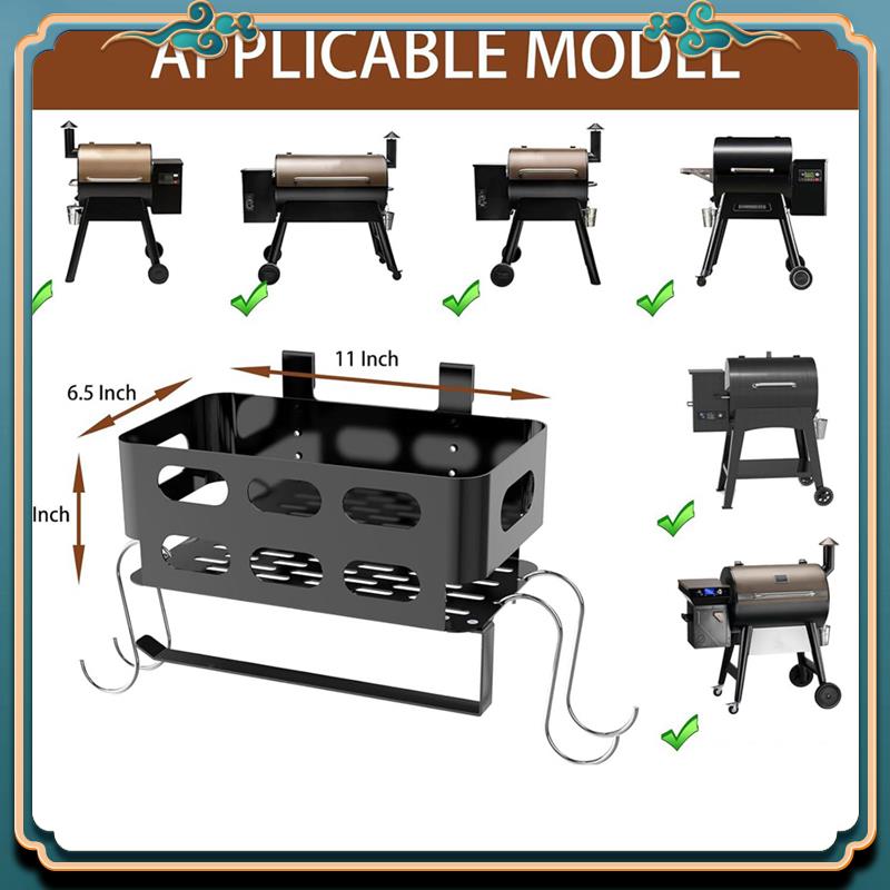 Latest Storage Bin With 4 Hooks And Paper Towel Holder For Traeger Grills, Grill Accessories For Traeger Pro 22/34 Grill