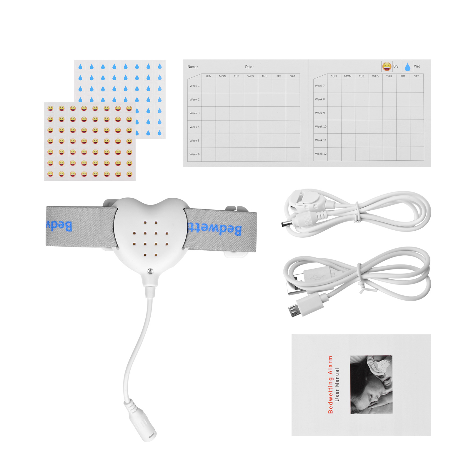 Plaswekker Pee Alarm Enuresis Sensoren Baby Kids Zindelijkheidstraining Ouderenzorg Met Geluid Trillingen Licht Indicator Herinneren: Rechargeable