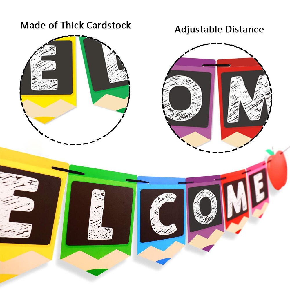 2Pcs Welkom Klasse Terug Naar School Opknoping Teken Banner Bunting Eerste Dag Van School Voor Classroom Decor Party Decoraties