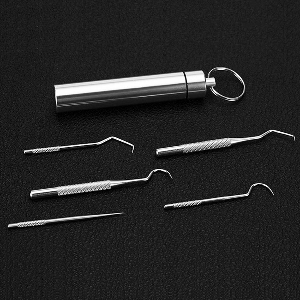 3/5Pcs/Set Portable Stainless Steel Toothpick Bag Set Reusable Toothpicks With Holder For Outdoor Picnics Camping Oral Care Tool