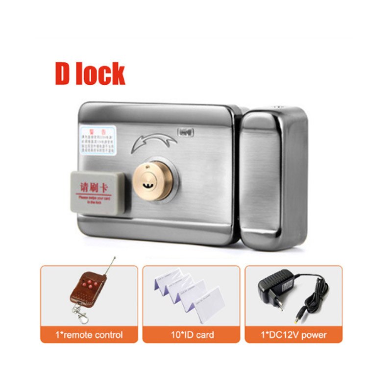 Smart remote control ID Card tag Door gate lock castle Access Control Electronic integrated RFID Rim lock double RFID reader: kit 4