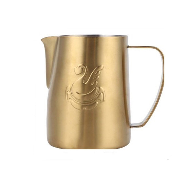 Brocca per schiuma di Latte in acciaio inossidabile 304 brocca per cigno brocca per cottura a vapore Espresso per cappuccino e Latte Art: Gold