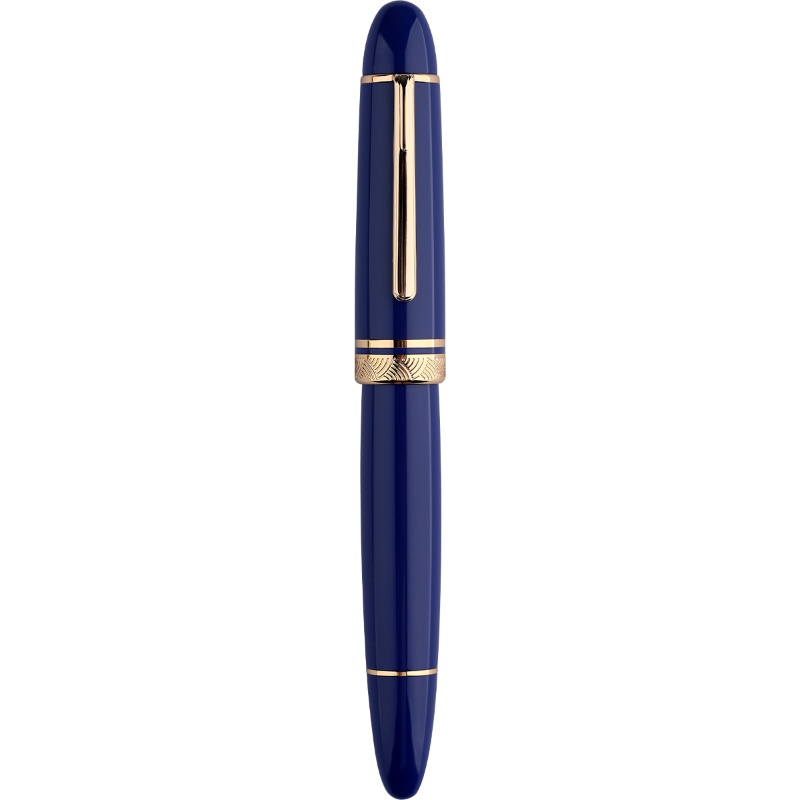 Nueva pluma estilográfica MAJOHN P140 de lujo con pistón de resina transparente NO.8 F/M, papelería de oficina de gran capacidad, bolígrafo de para escritura de tinta: Azul / f
