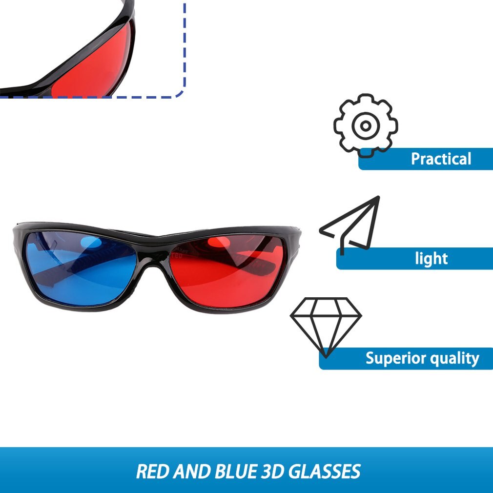 Universal 3d briller sort ramme rød blå 3d visoin glas til dimensionelle anaglyph film spil dvd video tv