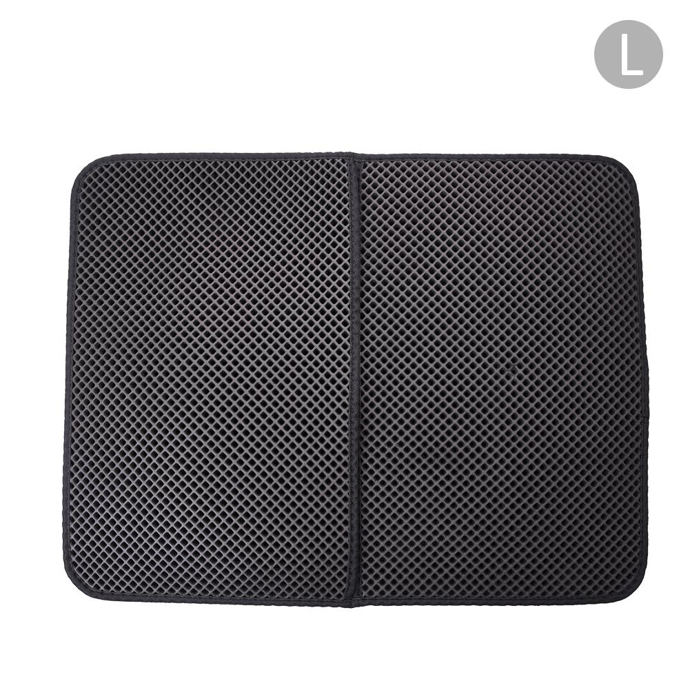 Double-Layer Cat Litter Mat Foldable Waterproof Pet Cat Litter Pad Non-slip High Elasticity EVA Sanitary Cat Litter Trapper Mat: 70x55cm foldable