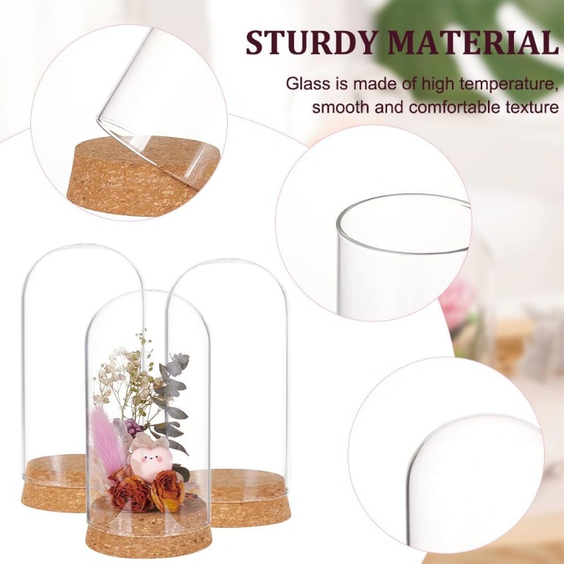 3 Set Dome Display Glazen Pot met Kurk 65x133mm Bell Cloche Glazen Decoratie Case voor Bloemplanten Exemplaren Ambachten Decoraties