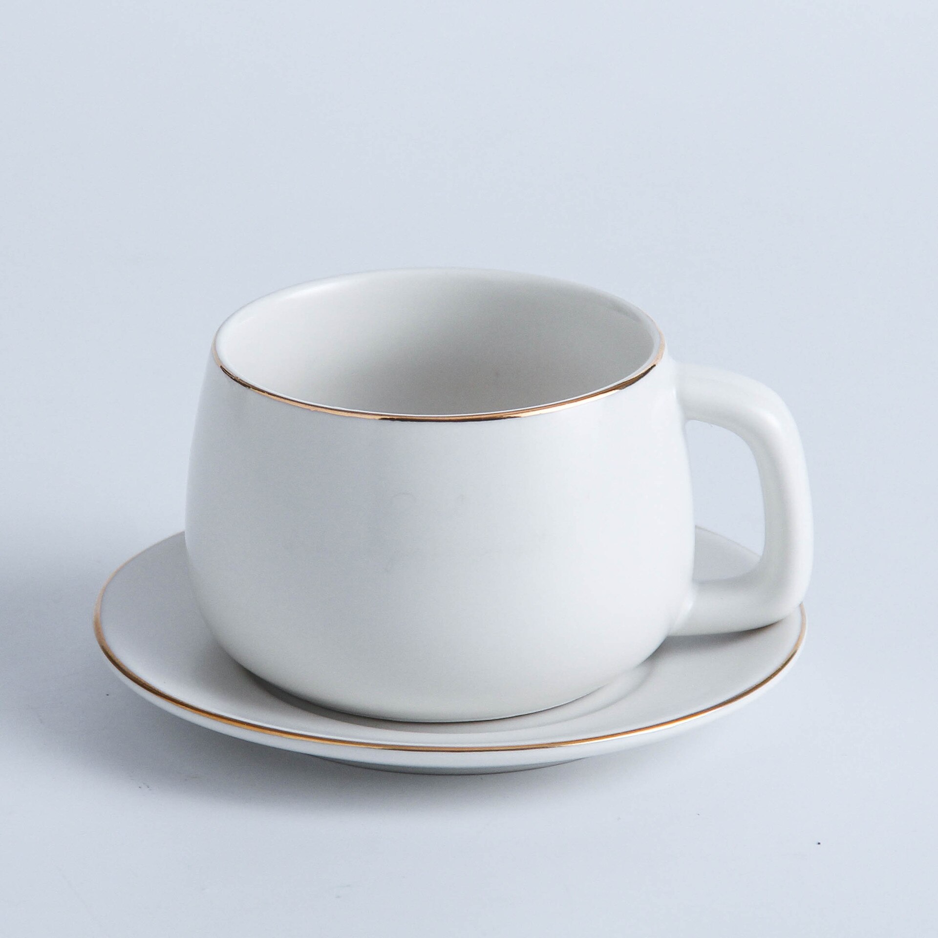 250ml European Style Ceramic Coffee Cup Set Porcelain Cups With Tray Water Tea Mug Breakfast Milk Mugs: 280ml-White