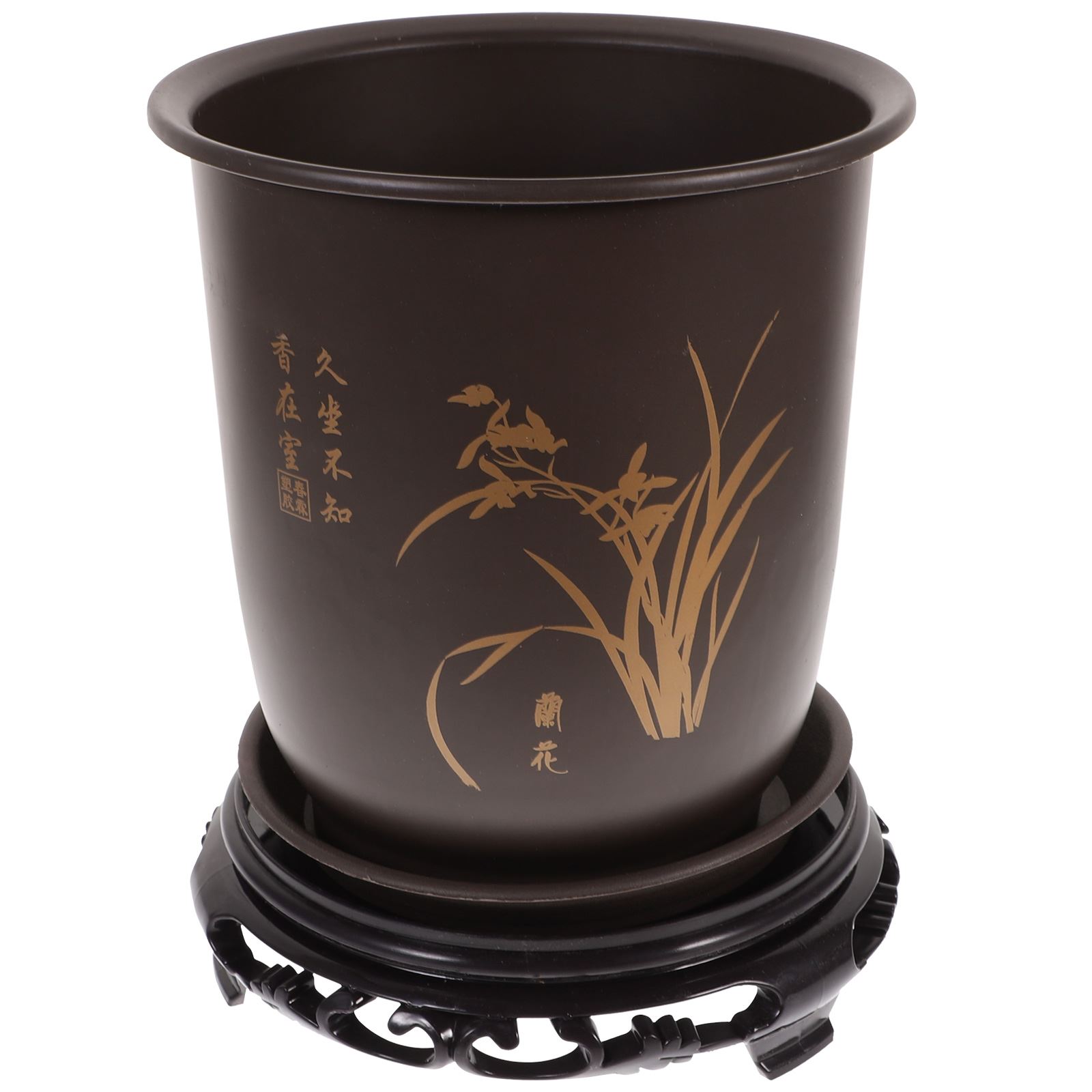 Pot de fleurs en plastique arrondi avec base, conteneur de plantes de jardinage, support de plantation d'orchidées: Default Title
