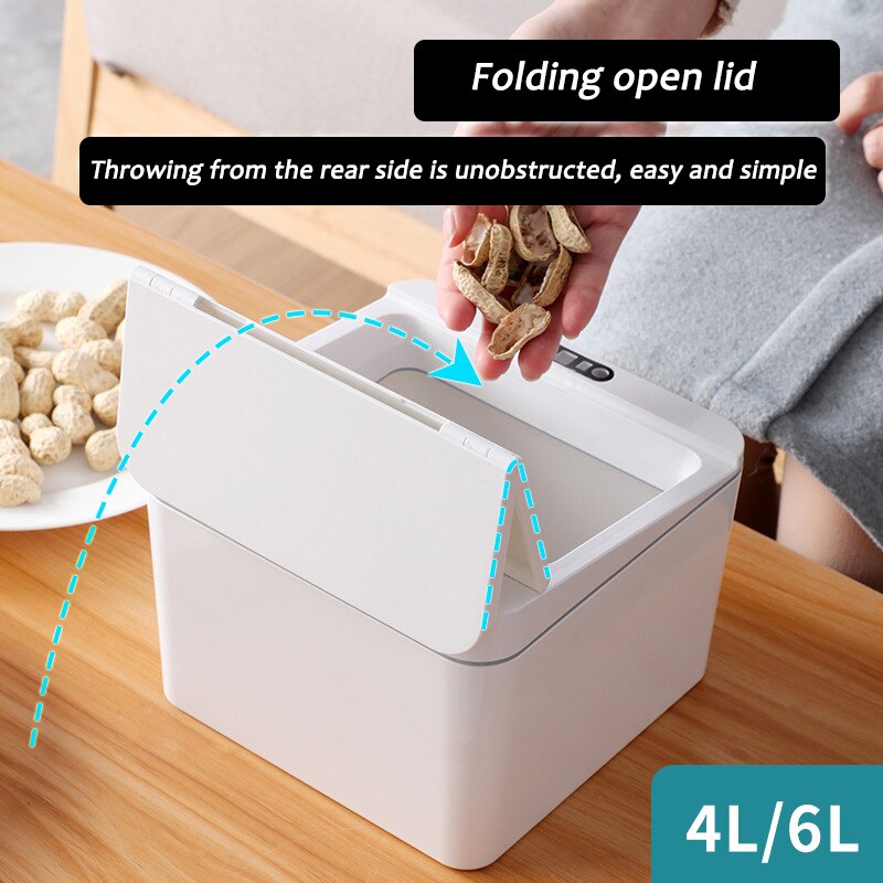 Poubelle de bureau à Induction intelligente 4L/6L, poubelle Portable de voiture, ménage cuisine chambre à coucher, Mini seau de stockage de collations 1 pièce