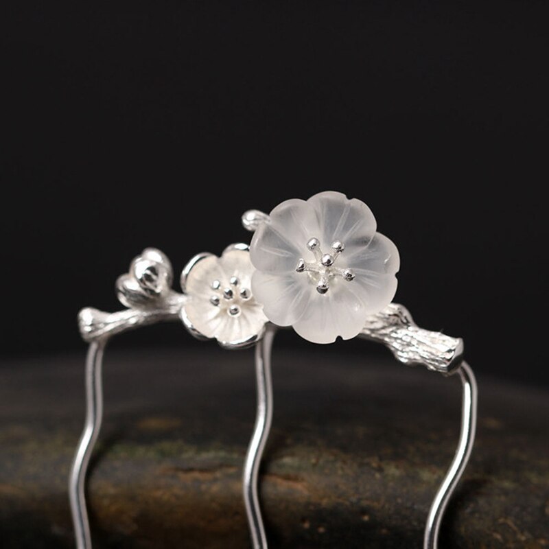 925 sterling silver hairwear Plum blossom Trident Hair Forks vintage ethnic charm beautiful hair jewelry for women