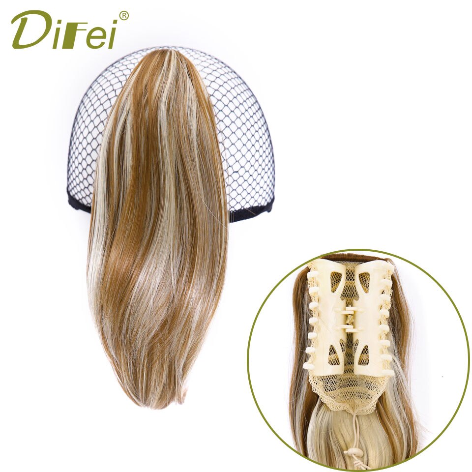 DIFEI-coleta recta corta de 6 pulgadas, resistente al calor, sintética, Natural, para el cabello, coleta