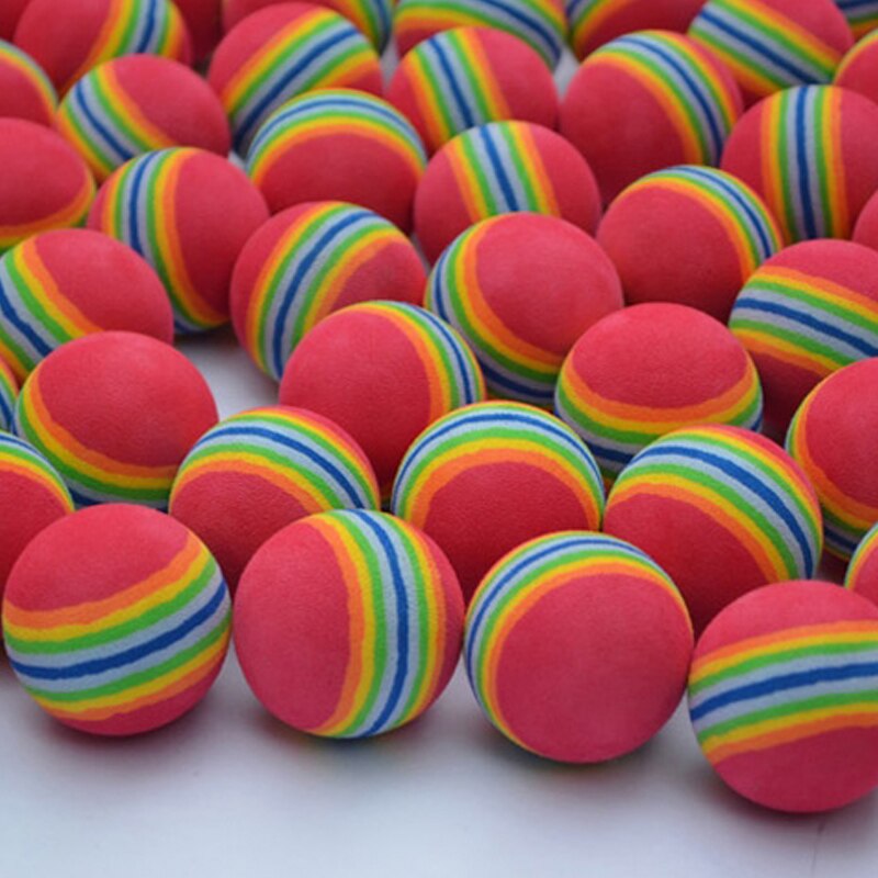 50 Stks/zak Eva Foam Golfballen Regenboog Streep Rood/Blauw/Gele Spons Indoor Praktijk Golfbal Training Aid: Red