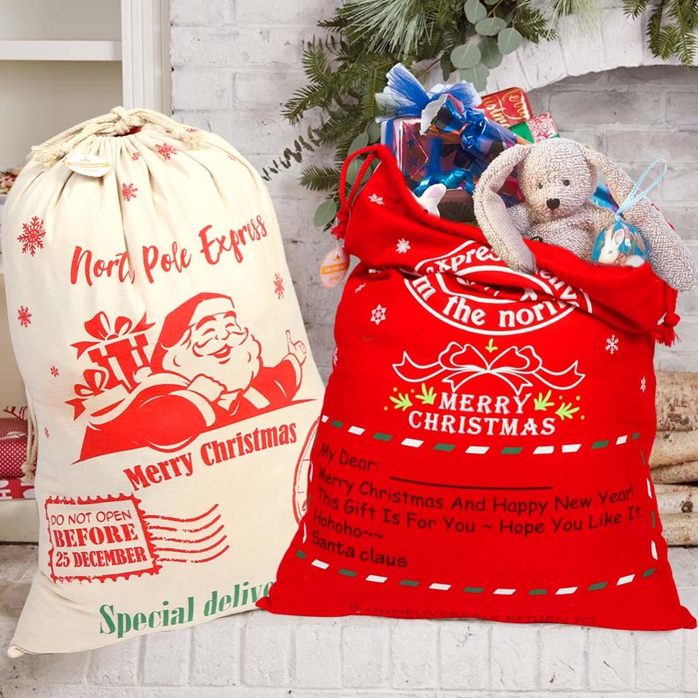 Voresvarme jule julemandssæk hjorte snoretræk lærred julemandstaske år julepynt til hjemmet strømper taske