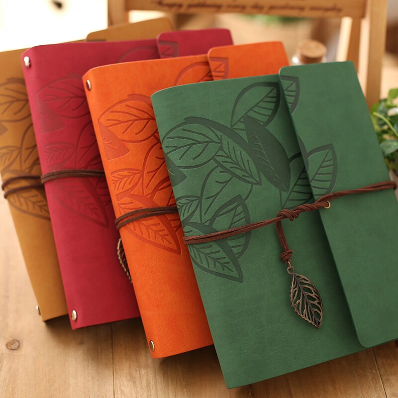 8 Inch PU Leather Vintage Antique Kraft Paper Photo Albums 30 Sheets for Baby Birthday Leaves Home Decor Young Commemorate