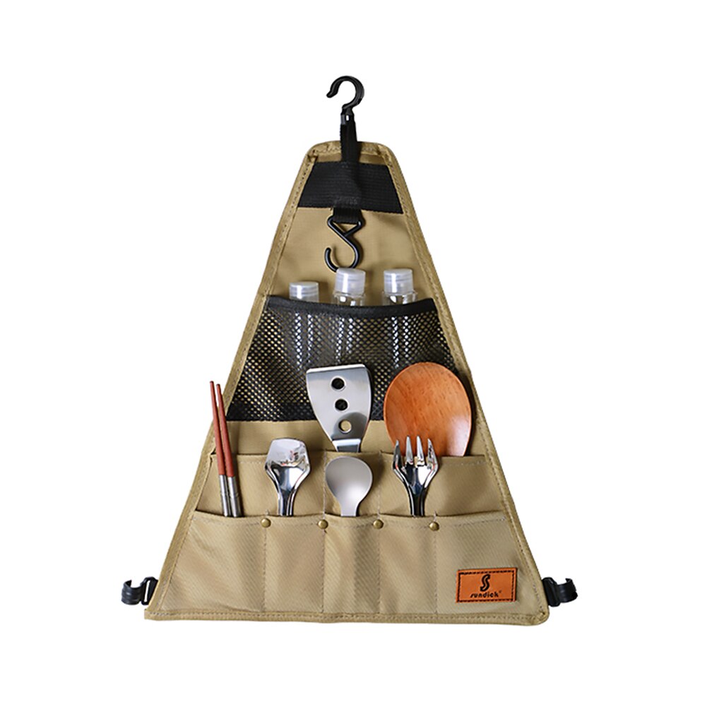 Waterdicht Servies Opbergtas Outdoor Camping Picknick Mes Vork Zak Camping Bestek Opknoping Zak Barbecue Bestek Organisator: Triangle S 39x34cm