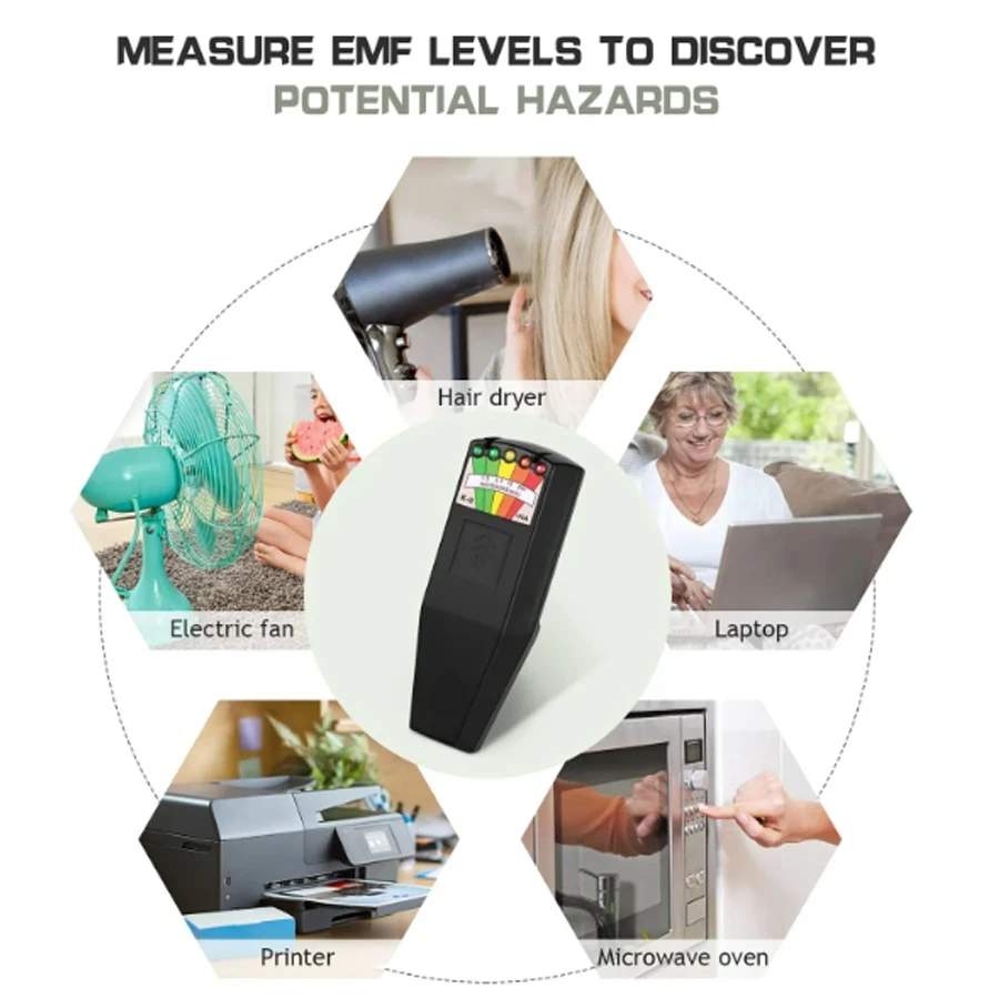 5-LED EMF Meter Magnetic Field Detector Ghost Hunting Paranormal Equipment Tester Portable Counter EMF Meter Tester