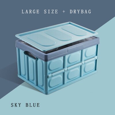 B-LIFE Folding Plastic Storage Crate with Water Container Bag Hold Ice Keep Fresh Fish Food Furit While Transport Storage Box: Blue