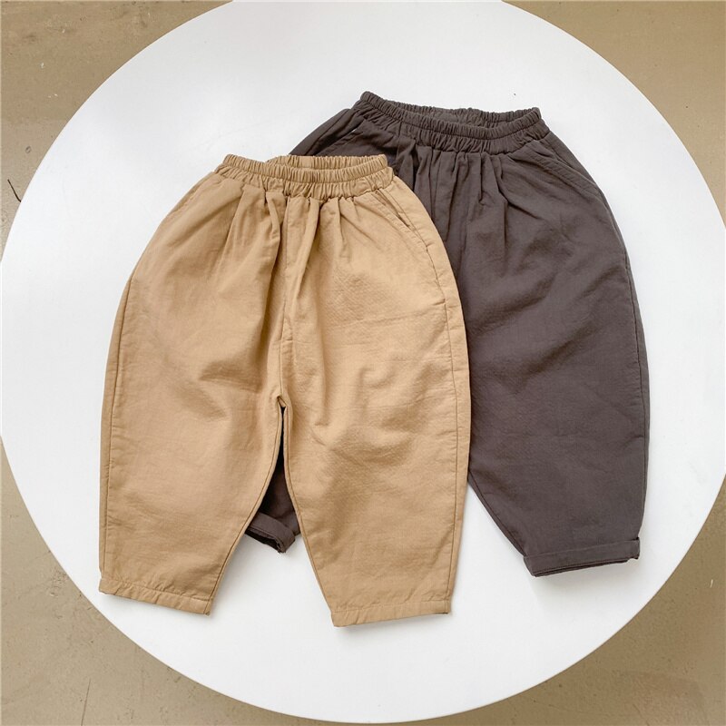 Herfst Jongens En Meisjes Gewassen Katoen Losse Casual Broek Kinderen Katoenen Zachte Alle-Match Casual Raap Broek 2-6Y