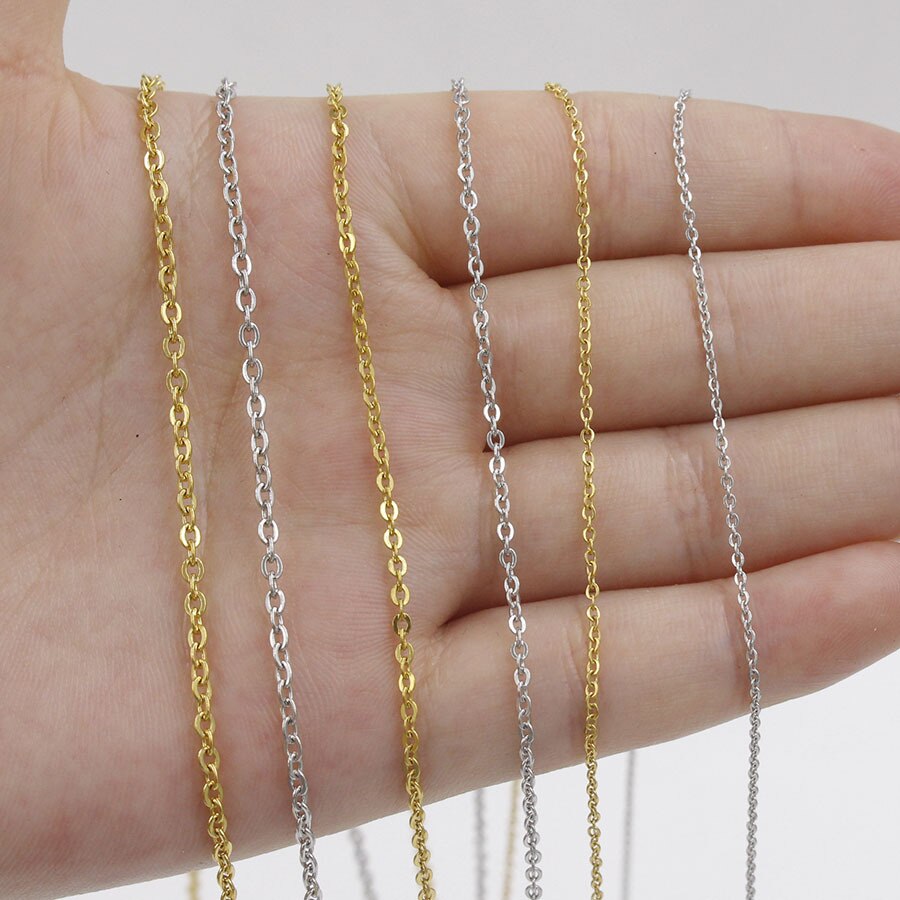 5 pz/lotto 316L in Acciaio Inox 1.5 millimetri di Larghezza 75cm di Lunghezza della Catena A Maglia Rolo con Il Catenaccio per il Pendente DIY collana Monili Che Fanno
