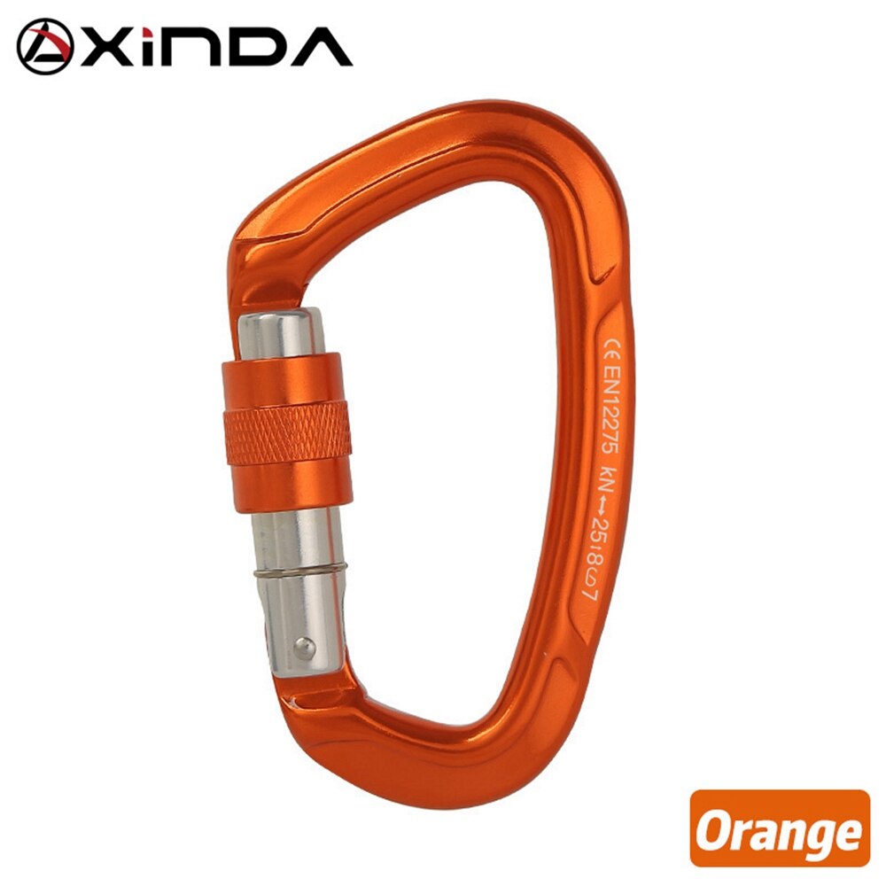 Xinda 25KN D-tipo pesado escalada mosquetón con bloqueo de rosca y montañismo en una hamaca de Camping al aire libre de equipos: Naranja