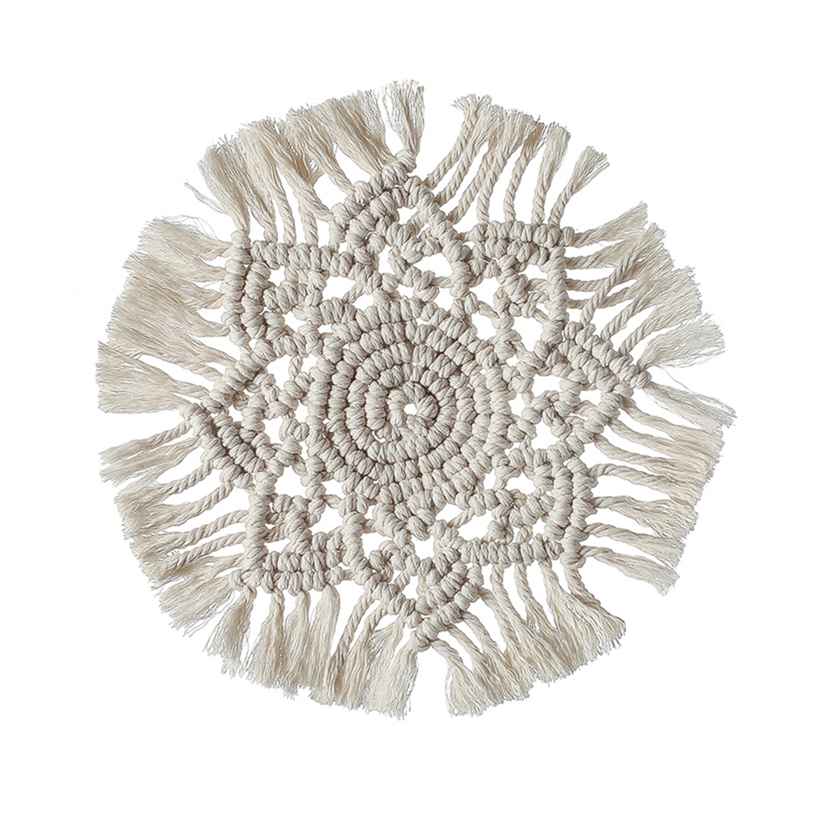 Nordisk rundvävd solrosvärmeisolering macrame placemat kuddeunderlägg