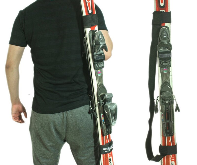 Adjustable Skiing Pole Shoulder Hand Carrier Lash Handle Straps Porter Hook Loop Protecting Black Nylon Ski Handle Strap Bags