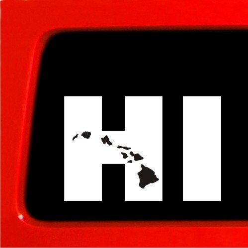 Hi Hawaiiaanse Eilanden Note Bumper Sticker Decal Car Window Premium Wit Gestanst Vinyl Decal 6 ''Wit